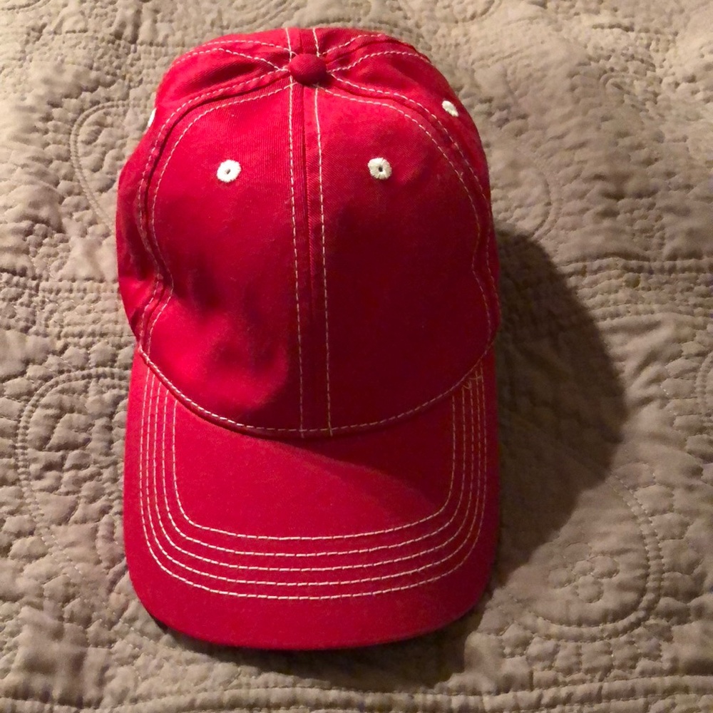 Red and white hat